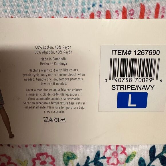 Jane & Bleecker Women's 2-Pack Henley Sleepshirt Dress Set Navy Multi Large NWT - Picture 5 of 5